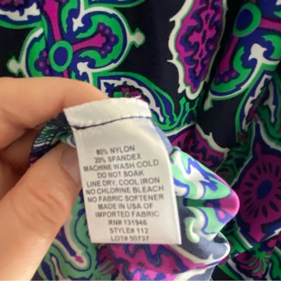 Jude Connally Michelle geometric purple and green collared dress - Picture 7 of 7